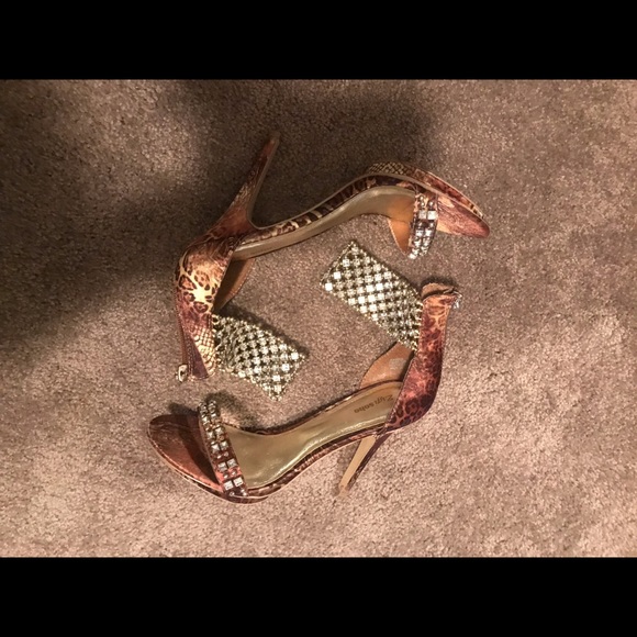 Animal print heels w/ diamond embellished straps - Picture 3 of 7